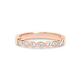 Marquise Diamond Milgrain Rose Gold Band