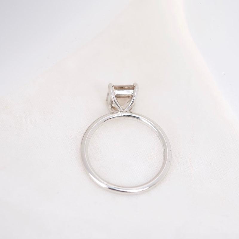 Champagne Grey Sapphire Solitaire Platinum Ring