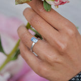 Blue Sapphire Emerald Cut Solitaire Ring