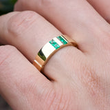 Emerald Men's Wedding Band Yellow Gold