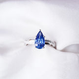 Cornflower Blue Sapphire Pear Engagement Ring in White Gold