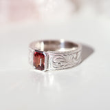 Engraved Mens Band with Sapphire and White Gold