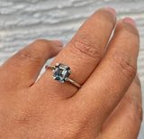 teal grey sapphire emerald cut unique gemstone