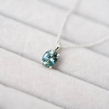 Teal Green Sapphire Oval Solitaire Pendant White Gold