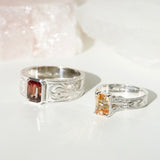 Engraved Apricot Sapphire Engagement Ring