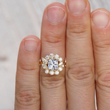 Blue Sapphire and Diamond Cluster Ring in Yellow Gold