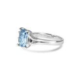 Light Blue Sapphire Trilogy Engagement Ring in Platinum