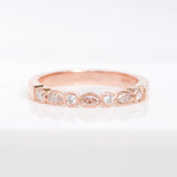 Marquise Diamond Milgrain Rose Gold Band