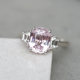 Pastel Pink Sapphire White Gold Trilogy Ring