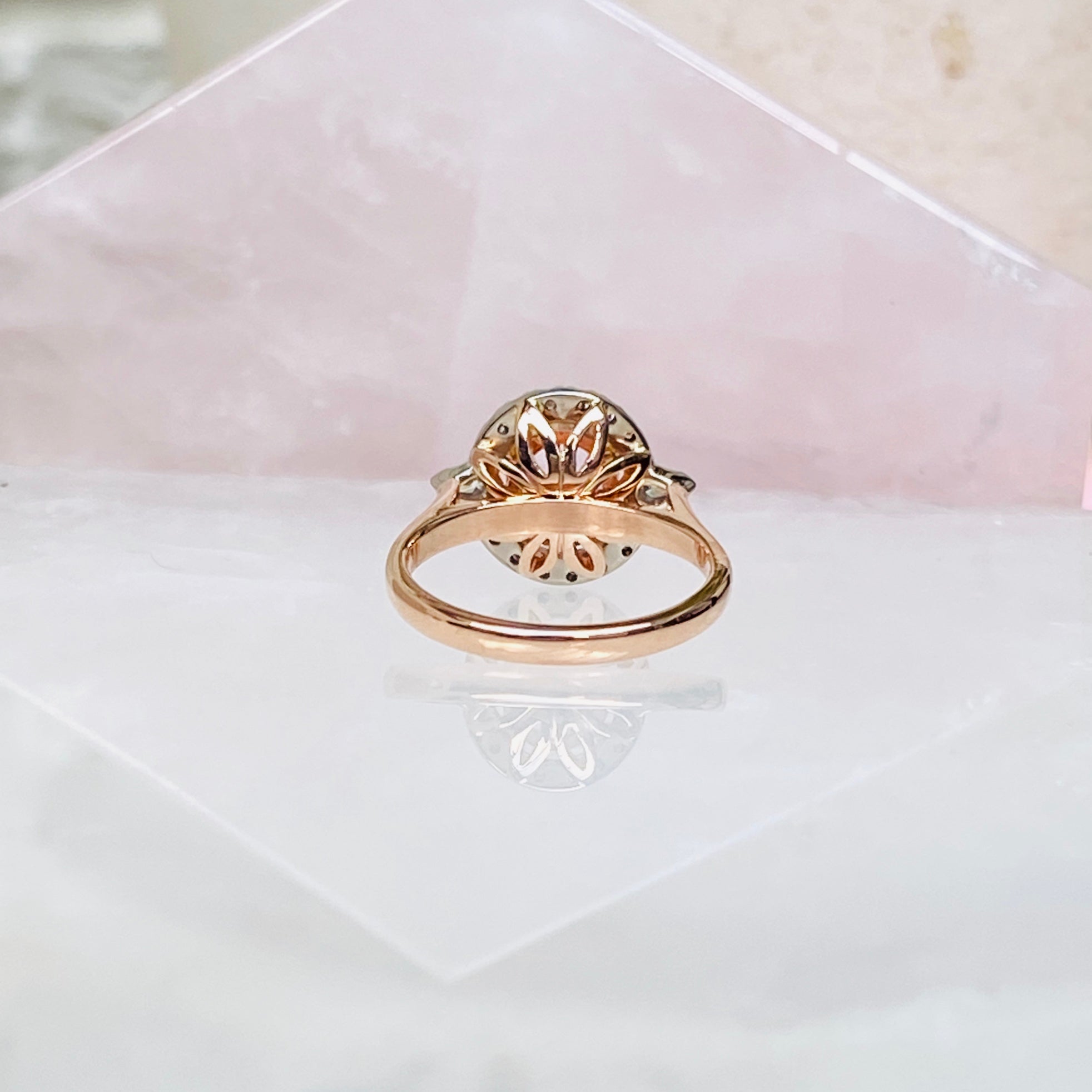 Padparadscha Unheated Sapphire Engagement Ring in Two Tone