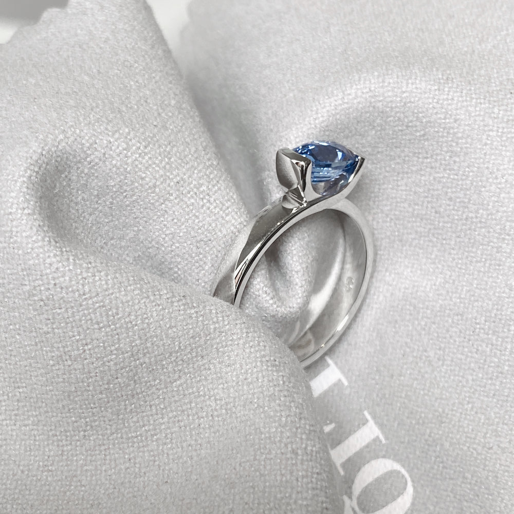 Blue Sapphire East West Ring