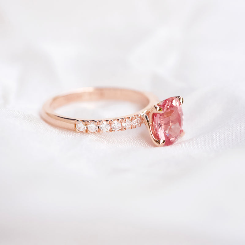 Padparadscha Sapphire Oval Rose Gold Engagement Ring