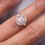 Padparadscha Unheated Sapphire Engagement Ring in Two Tone