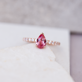 Padparadscha Sapphire Pear Rose Gold Ring