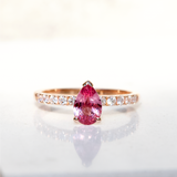 Padparadscha Sapphire Pear Rose Gold Ring