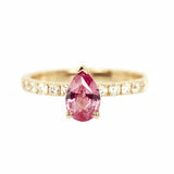 Padparadscha Sapphire Pear Rose Gold Ring