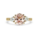 Padparadscha Sapphire Trilogy Engagement Ring in Rose Gold