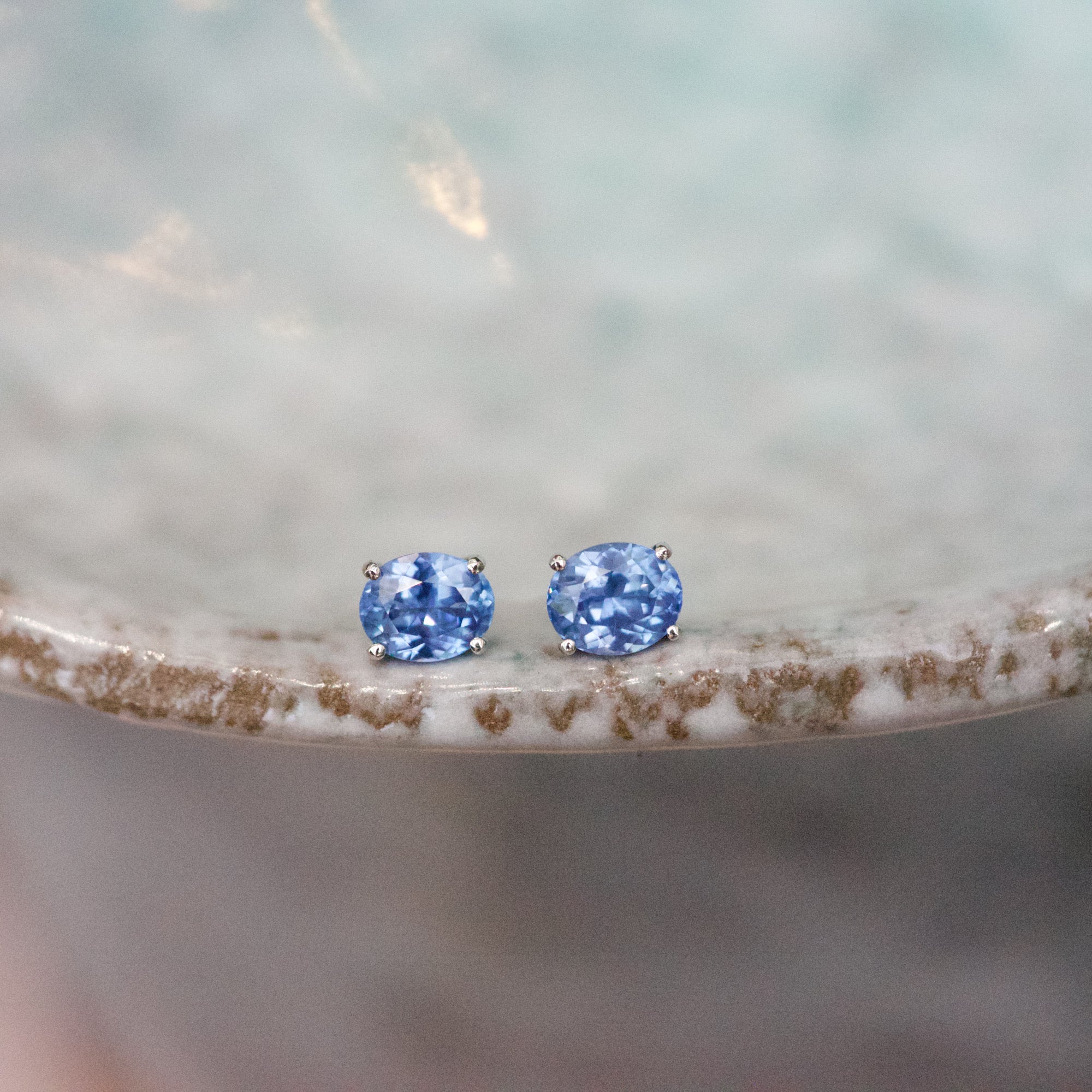 Cornflower Blue Sapphire Stud Earrings
