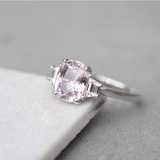 Pastel Pink Sapphire White Gold Trilogy Ring
