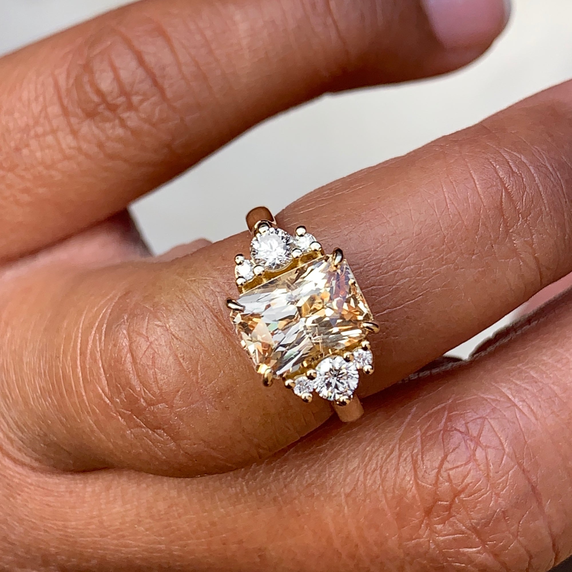 Peach Sapphire Yellow Gold Engagement Ring
