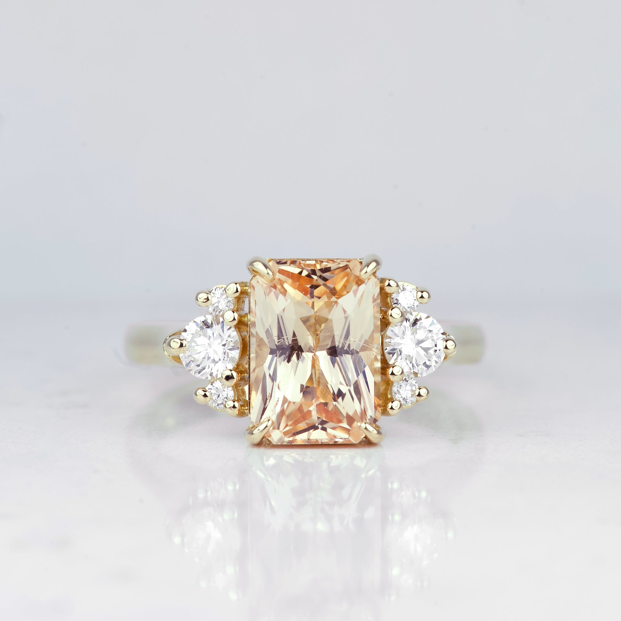 Peach Sapphire Yellow Gold Engagement Ring