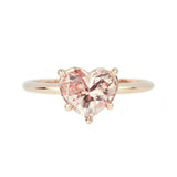 Peach Sapphire Heart Solitaire Ring