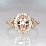 Peach Sapphire Engagement Ring in Rose Gold