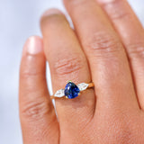 Royal Blue Sapphire Diamond Trilogy Engagement Ring