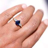 Royal Blue Sapphire Diamond Trilogy Engagement Ring