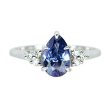Pear Violet Blue Sapphire White Gold Engagement Ring