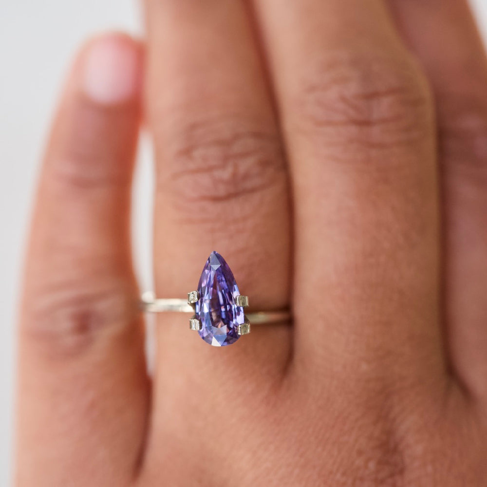 2.00 ct Violet Sapphire Pear Cut Natural Unheated