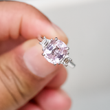 Pastel Pink Sapphire White Gold Trilogy Ring