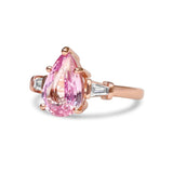 Pear Pink Sapphire Engagement Ring Rose Gold Trilogy