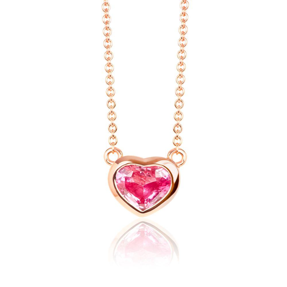 Pink Sapphire Heart Pendant 18k Rose Gold