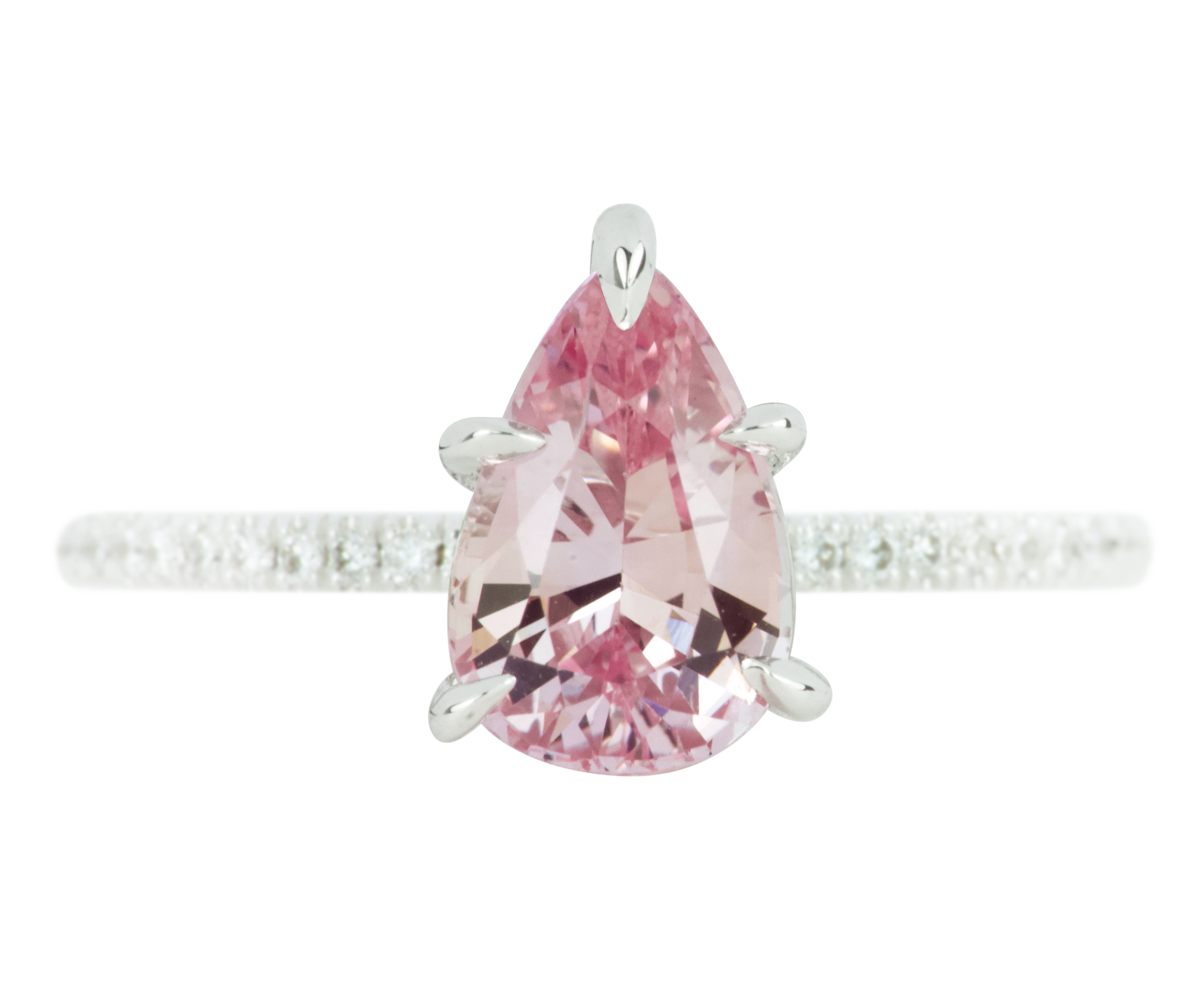Pear Pink Sapphire Diamond Ring