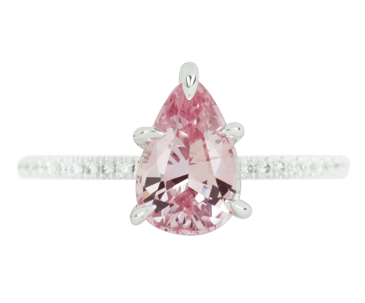 Pear Pink Sapphire Diamond Ring