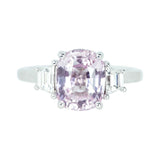 Pastel Pink Sapphire White Gold Trilogy Ring