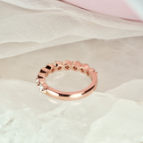 Shared Single Claw Diamond Half Circle Rose Gold Wedding Band