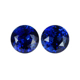 3.94 ctw Royal Blue Sapphire Round Pair Heated Ceylon