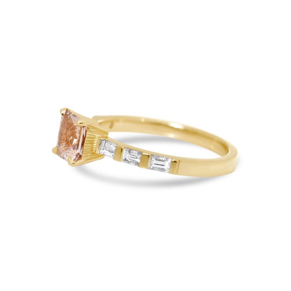 Champagne Sapphire Art Deco Engagement Ring