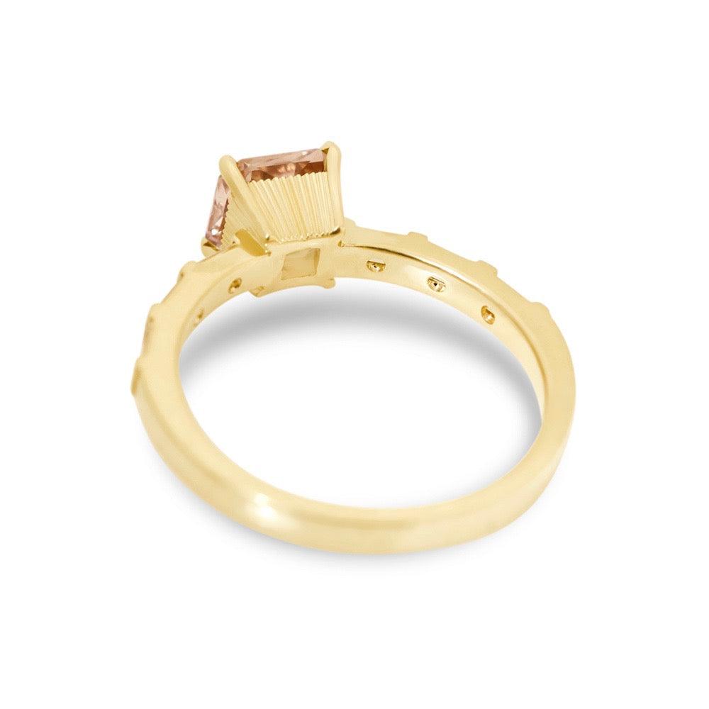 Champagne Sapphire Art Deco Engagement Ring