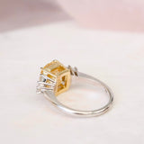 Yellow Sapphire Engagement Ring Trapezoid Diamond