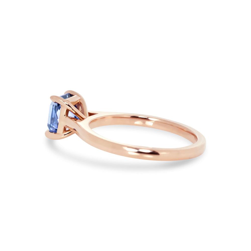 Ceylon Blue Sapphire Rose Gold Solitaire Ring