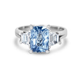Light Blue Sapphire Trilogy Engagement Ring in Platinum
