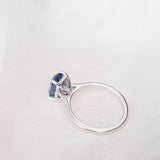 Blue Sapphire Engagement Ring Solitaire Hidden Halo