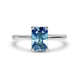 Blue Sapphire Engagement Ring Solitaire Hidden Halo
