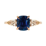 Teal Blue Cushion Sapphire Rose Gold Engagement Ring
