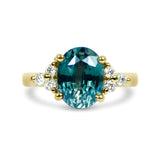 Teal Green Sapphire Engagement Ring in Yellow Gold