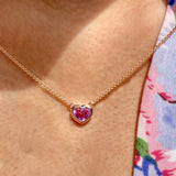 Pink Sapphire Heart Pendant 18k Rose Gold