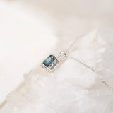 Teal Green Sapphire Oval Solitaire Pendant White Gold
